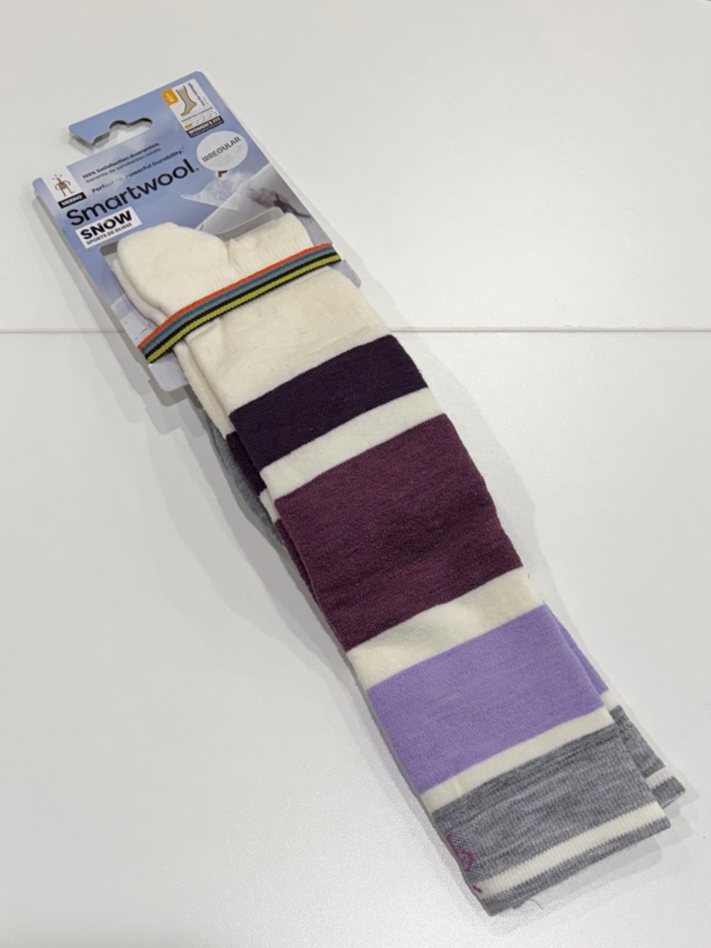 Smartwool Women's Large Snowboard OTC Socks Targeted Cushion White Purple NWT